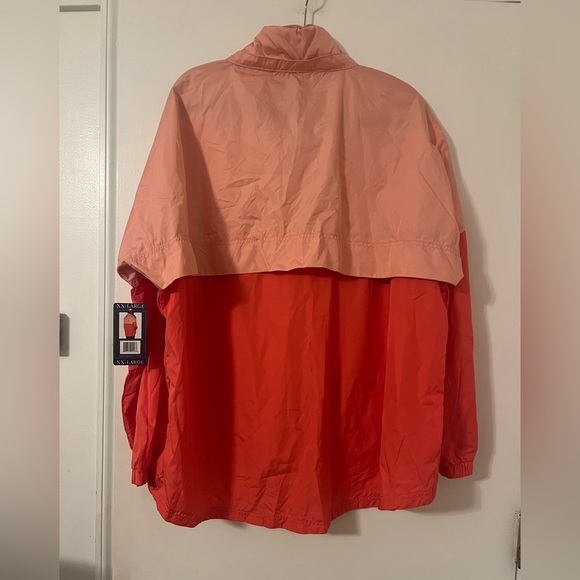 NWT Lauren James Coral Peach windbreaker jacket rollaway hood size XXL (M126) - Picture 7 of 8